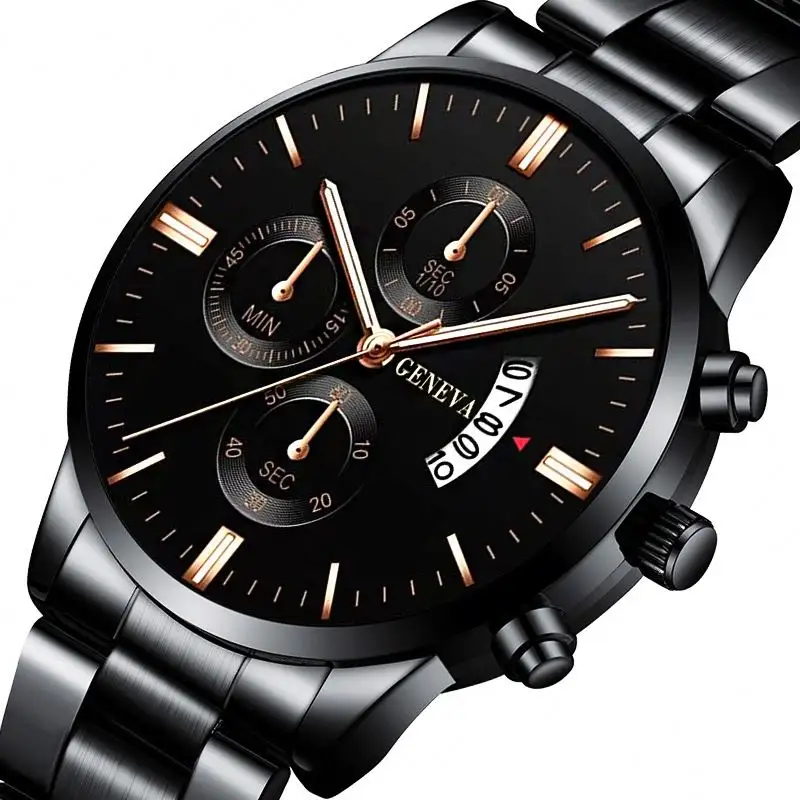 2022 Men Quartz Chronograph Tachymeter Black Dial 44mm Man Wristwatch Calender Timer Casual Quartz Watches
