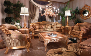 Set di Divani in Stile Barocco Europeo di Lusso Intagliati a Mano con Foglia d'Oro <span class=keywords><strong>Mobili</strong></span> per <span class=keywords><strong>Soggiorno</strong></span> in <span class=keywords><strong>Legno</strong></span> <span class=keywords><strong>Massello</strong></span> TO01S-TO06S - Product Image 5