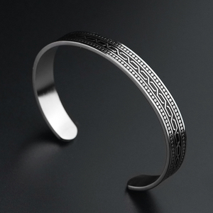 Vintage Cuff Bracelet and Ring Custom Stainless Steel Adjustable Custom Personalized <b>Bangle</b> for <b>Men</b> Jewelry Set - Product Image 3