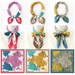 Écharpe carrée musulmane pour homme en satin de <span class=keywords><strong>soie</strong></span> de twill de mode coréenne, satin de <span class=keywords><strong>soie</strong></span>, chiffon, hiver, Suzhou-Hangzhou, 70x70, fleur <span class=keywords><strong>vintage</strong></span> - Product Image 2