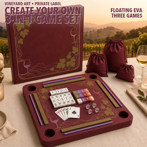 Mesa de Mahjong Flotante Wine Country con Tapete de Espuma EVA, Alfombrilla Multijuego para Mahjong Americano, Rummy y Cartas Impermeables - Product Image 1