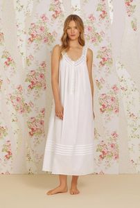 Camisón de Algodón con Encaje para Mujer, Estampado Floral Romántico, Pijama de Algodón Orgánico, Fabricante de Pijamas - Product Image 6