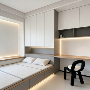 Cama de Madera Personalizada con Espacio de Almacenamiento <span class=keywords><strong>para</strong></span> Dormitorios Pequeños, Armario de Almacenamiento Moderno <span class=keywords><strong>para</strong></span> Apartamentos y Villas, Mueble de Hogar - Product Image 4
