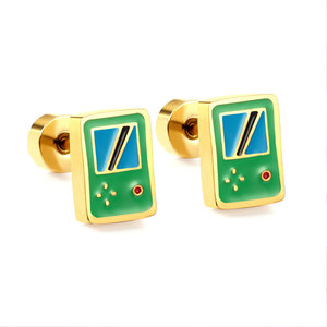Cute Hypoallergenic 14k 18k <b>Gold</b> Plated Jewelry 316L Stainless Steel Cartoon Fashion Stud <b>Flat</b> <b>Back</b> Kids <b>Earrings</b> for Kids - Product Image 5
