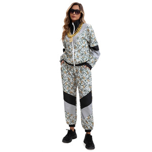 Ensemble de survêtement pour femmes, imprimé dollar, 80% polyester, streetwear, séchage rapide, vêtements de sport, taille adulte 8104, style unisexe, design simple - Product Image 2