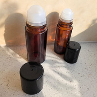 Vide 10 ml 30 ml 50ml Round Amber Roll on Glass Bottle Rechargeable Skincare Essentials Parfum Huile Roller Ball Bottle Glass 10 ml