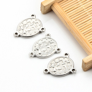 Colgante Conector de la Virgen María de 3 Orificios |   Colgante de medalla de acero inoxidable para la elaboración de rosarios, colgante de conexión para cuentas - Product Image 2