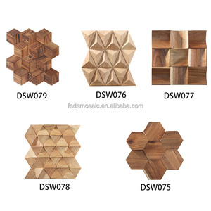 3D Mosaik Wandpaneel Massivholz Mosaikfliesen Kunst Hellgelbe Fliese Wie Holz Wandfliesen Innendekoration Flexible Fliese - Product Image 2