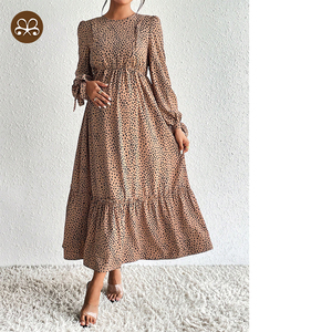 Vestiti premaman con polsino annodato per <span class=keywords><strong>allattamento</strong></span> con stampa maculata extra lunga - Product Image 5