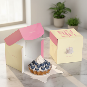Boîte à gâteau portable avec poignée, emballage jetable pour pâtisserie, boîte cadeau alimentaire pour fête d'anniversaire et mariage - Product Image 2