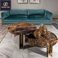 Table basse de salon de luxe minimaliste italienne moderne en marbre naturel Table basse de salon ronde de villa haut de gamme