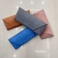Enveloppe Style Personnalisé En Cuir PU Doux Intérieur Velours Gris Fait Main Lunettes Étui à Lunettes