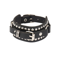 Bracelet manchette tendance en cuir PU et alliage à rivets, style rétro punk hip-hop gothique avec crâne, pour couples - Nouveauté Europe et Amérique