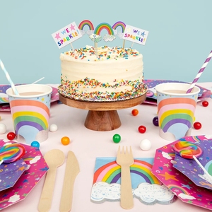 Assiettes en papier personnalisées à impression sur mesure, décagonales, thème arc-en-ciel, vaisselle jetable pour fête, fournitures de fête - Product Image 3