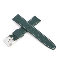 Bracelet de montre 20 mm en cuir de luxe à logo personnalisé, à extrémités courbées, à dégagement rapide, en cuir tanné végétal, avec bord plié et rembourré, prix d'usine