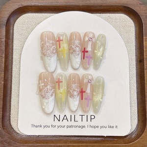 Ongles pressés longs à couverture complète en résine faits à la main, motif œil de chat, style français doux et épicé, design explosif, pour <span class=keywords><strong>manucure</strong></span> et protection - Product Image 3