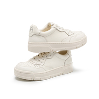 Sneakers plates blanches minimalistes pour femmes, chaussures décontractées à lacets avec semelle épaisse antidérapante
