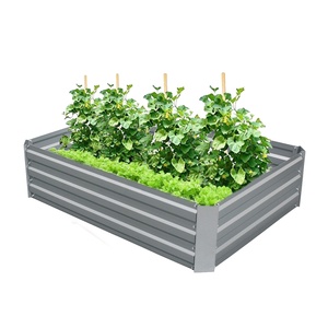 Metal Planter Vintage Rectangle Galvanized Metal Raised Garden Bed Planter Box