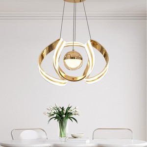 <span class=keywords><strong>Suspension</strong></span> LED moderne XinQiLai pour <span class=keywords><strong>salon</strong></span>, hauteur réglable, finition dorée, aluminium et silicone, petite taille, télécommande - Product Image 2