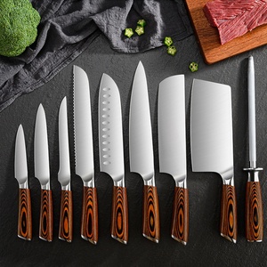 New Arrival Professional 9pcs Chef <b>Knife</b> Stainless Steel <b>Bread</b> <b>Knife</b> Sharpening Stick Kitchen <b>Knives</b> Sets - Product Image 2