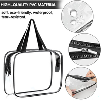 Bolsa de Cosméticos de PVC Transparente al por Mayor, Bolsa de Maquillaje de PVC Impermeable con Logotipo Personalizado, Bolsa de Aseo Transparente Reutilizable con Asa