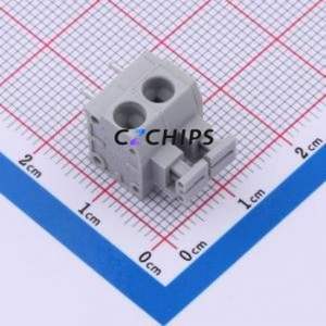 DB260-5.0-2P-GY Spring Terminal Block Through hole Component (THT),P=5mm Connector 1x2P 5mm Gray 2P - Product Image 1