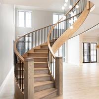 Villa moderne de luxe escalier intérieur en colimaçon en acier finition or escalier incurvé avec lumière LED chaude garde-corps en verre pour appartements