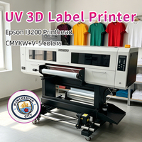 Nouvelle imprimante DTF UV automatique Nuoyu 60 cm sans tête d'impression Epson I1600 + presse à chaud + découpeuse 3D pour la production d'étiquettes et d'autocollants en époxy