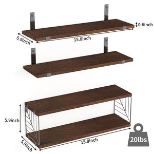 Hot Sell <strong>Dark</strong> Brown <strong>Wooden</strong> Wall Mounted <strong>Shelf</strong> Mroden Style Eco-friendly Floating <strong>Shelves</strong> for Bathroom Living Room Office - Product Image 1