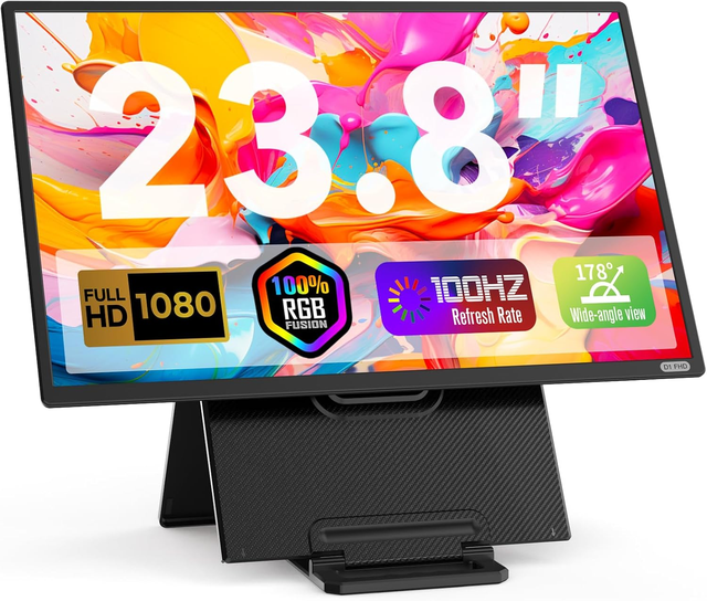 2026 Newest Model D1 23.8inch Portable Screen 1080P FHD IPS 100Hz Portable Monitor Ultra-Slim Dual Monitor for Wins Mac
