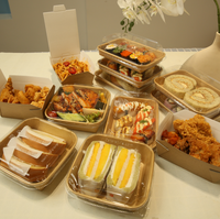 Boîte et bol alimentaires jetables en papier PLA épaissi avec logo personnalisé pour les plats à emporter (pâtes, poulet frit)