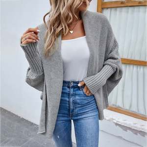 Women's Knitwear Autumn Winter New Soild Color Scarf Collar Batwing Sleeve Loose Knitted <b>Coat</b> commuter <b>Cardigan</b> Sweater J0204 - Product Image 3
