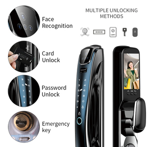Precio de fábrica Calidad Premium Reconocimiento facial 3D Huella digital biométrica TUYA WIFI Cerradura de puerta inteligente Cerradura digital para exteriores - Product Image 4