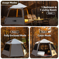 Tente gonflable hexagonale à ouverture rapide pour le camping en plein air, le camping de nuit, pliable, portable, imperméable et offrant une protection solaire.
