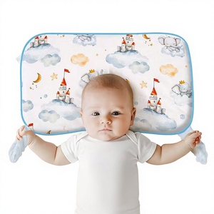 Almohada <span class=keywords><strong>para</strong></span> Bebé Recién Nacido de Algodón Puro y Látex, Transpirable, Absorbente de Sudor, con Estampado de Castillo y Elefante, Personalizable, de 0 a 6 Meses, Venta al Por Mayor - Product Image 1