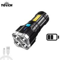 Lampe de poche LED rechargeable par USB, affichage de la puissance, 4 modes, compacte, portable, pour le camping en plein air, lampe de poche d'urgence