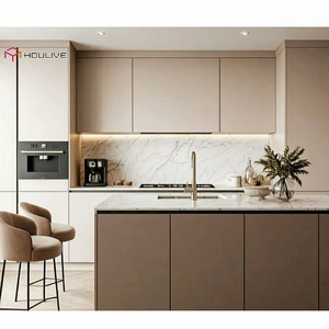 Mobili da Cucina Modulari Moderni Personalizzati 2026, Ecologici, Colore Chiaro, Finitura Laccata, Opzione Lavello, Rubinetto e Piano di Lavoro in Marmo - Product Image 1