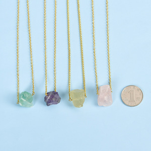 Modeschmuck Roher Naturstein Heilung Unregelmäßige Rosenquarz Amethyst Kristall Halskette