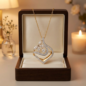 Collier Pendentif Diamant Coupe Marquise et Poire Motif Floral Spirale, Bijoux Fins, Élégant Collier Pendentif Diamant Coupe Marquise et Poire Motif Floral, Éclatant - Product Image 2