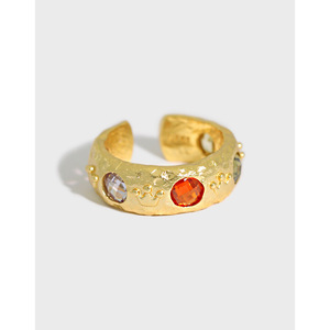 INS French Light Luxury <span class=keywords><strong>Color</strong></span> Zircon Temperamento S925 Anillo de plata pura Anillo Abierto Femenino - Product Image 1