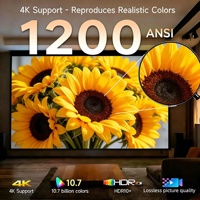 Mini projecteur portable haute luminosité 4K 1200 ANSI avec système LTV et 9660 puces - Projecteur de cinéma maison et de cinéma en plein air avec CE/RoHS