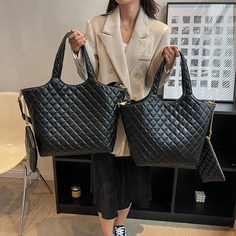 2022 SY Factory Direct Metallic Fabric Winter Ladies Hand Bags 2022 Women Female Quilted Puffer Luxury Tote Bag