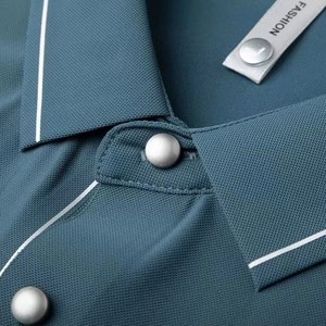 Polo Blu Estiva Leggera in Seta Ghiaccio Senza Cuciture, T-shirt <span class=keywords><strong>Slim</strong></span> <span class=keywords><strong>Fit</strong></span> a Maniche Corte per <span class=keywords><strong>Uomo</strong></span> - Product Image 6