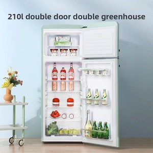 Refrigerador con Congelador de Doble Puerta YouNuo BCD-210R, Estilo Retro Americano, 210L, Descongelación Automática, para Hogar o Dormitorio, Pequeño, EUNA/Y - Product Image 3
