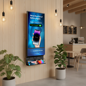 Station de recharge mobile EKO 32 pouces avec système de gestion des publicités basé sur le cloud préinstallé, idéale pour les entreprises de publicité ou les entreprises de stands. - Product Image 1