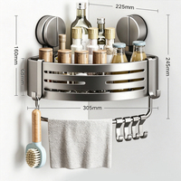 Étagère d'angle de salle de bain triangulaire moderne en aluminium sur mesure OEM, étanche, sans perçage, organisateur de rangement de douche avec crochets, fixation murale