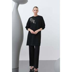 Tunique pour femme avec broderie sur l'épaule - 10629TNK - NOIR - Product Image 1
