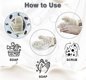2025 nuovo Logo personalizzato naturale esfoliante bagno <span class=keywords><strong>Sisal</strong></span> guanto da doccia in fibra vegetale esfoliante corpo Scrubber guanto da bagno - Product Image 6
