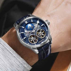 HANBORO Star serie orologio di moda uomo di lusso completamente automatico meccanico vuoto impermeabile notte quadrante 22mm banda di vetro - Product Image 3