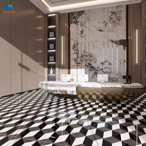 Azulejo de Porcelana Pulido de Lujo 800x800mm Negro Blanco Gris con Ilusión 3D para Vestíbulo de Oficina - Product Image 5